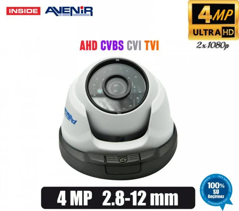 4 MP 2.8-12mm VF Lens İç/Dış Mekan AHD Dome Kamera