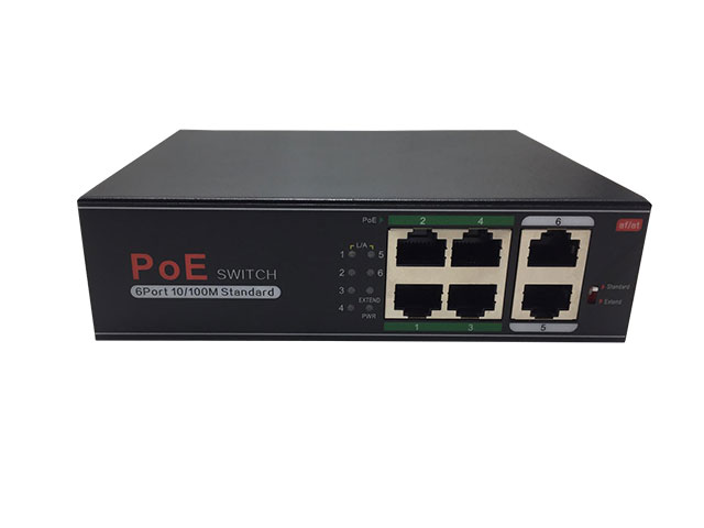 4+2 ports PoE switch (1-4 ports PoE desteği) 60W